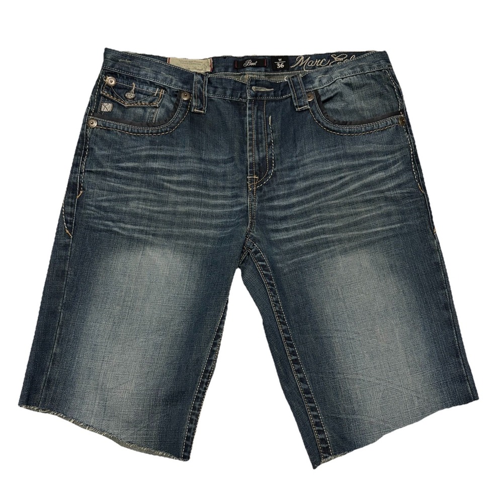 Y2K Marc Ecko Denim Jorts 36 Dark Wash Raw Hem Streetwear